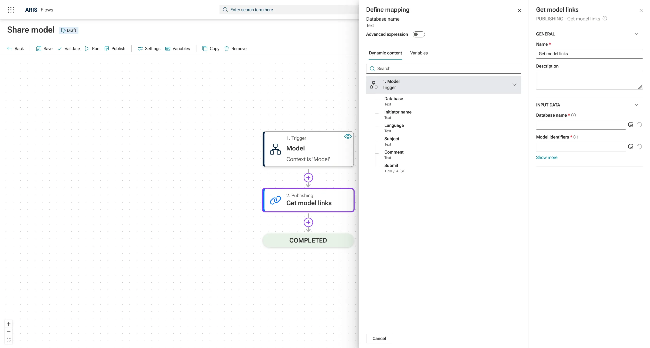 Define mapping panel