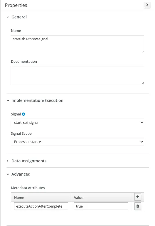 Metadata attribute entry used for flow control in BPMN editor.