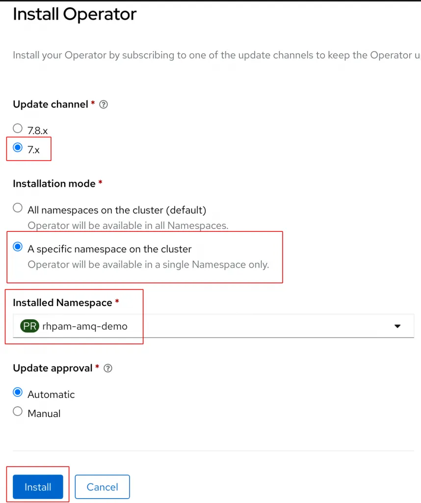 Create the AMQ Broker Operator subscription