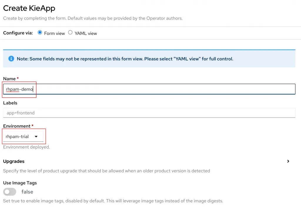 Configure the Kie Server name and environment