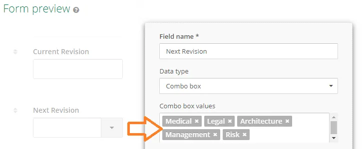 Process form to support an ad-hoc process Selection of the next destination through a combo of options. 
