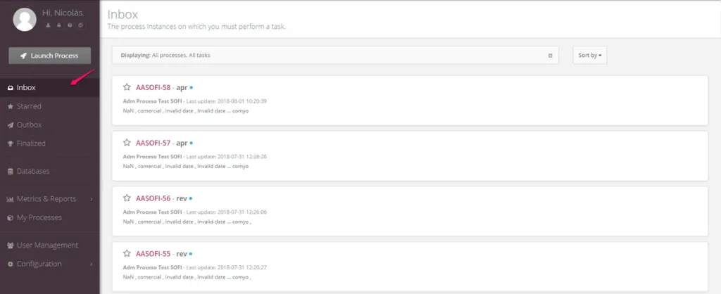 Flokzu's inbox