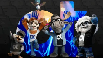 OpenText characters in front of the OT logo