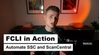 This is an image of the speaker, Jan Wienand,, with the video title Fortify CLI (fcli): Streamlining AppSec workflows with SSC and ScanCentral SAST written over it.
