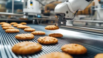 cookies on a production line indicating how Mondelēz Brazil slashed returns by 92% with intelligent supply chain orchestration