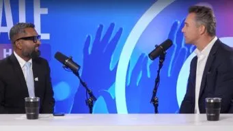 Screenshot from OpenStudio interview featuring Benoît Perriquet with Ajit Yohannan.