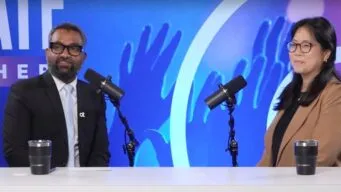 Screenshot from OpenStudio interview featuring Sheila Woo with Ajit Yohannan.