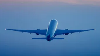 Airplane flying away