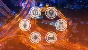 Circle showing how IoT connects within supply chains
