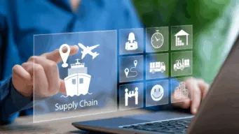 Small business user digitally interacting with their supply chain