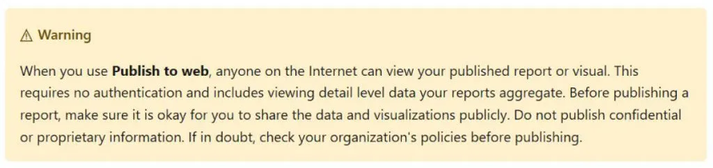 WARNING-Publish-to-Web