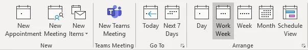 New Teams Meeting button on the Home ribbon