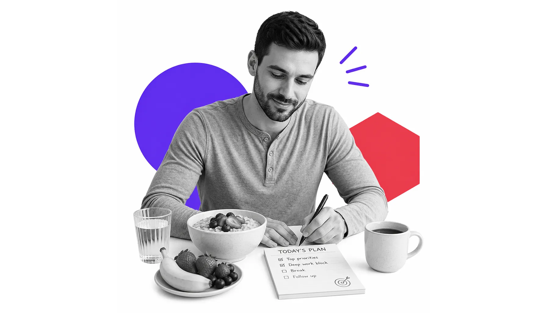 Steady breakfast setup for sustained work motivation