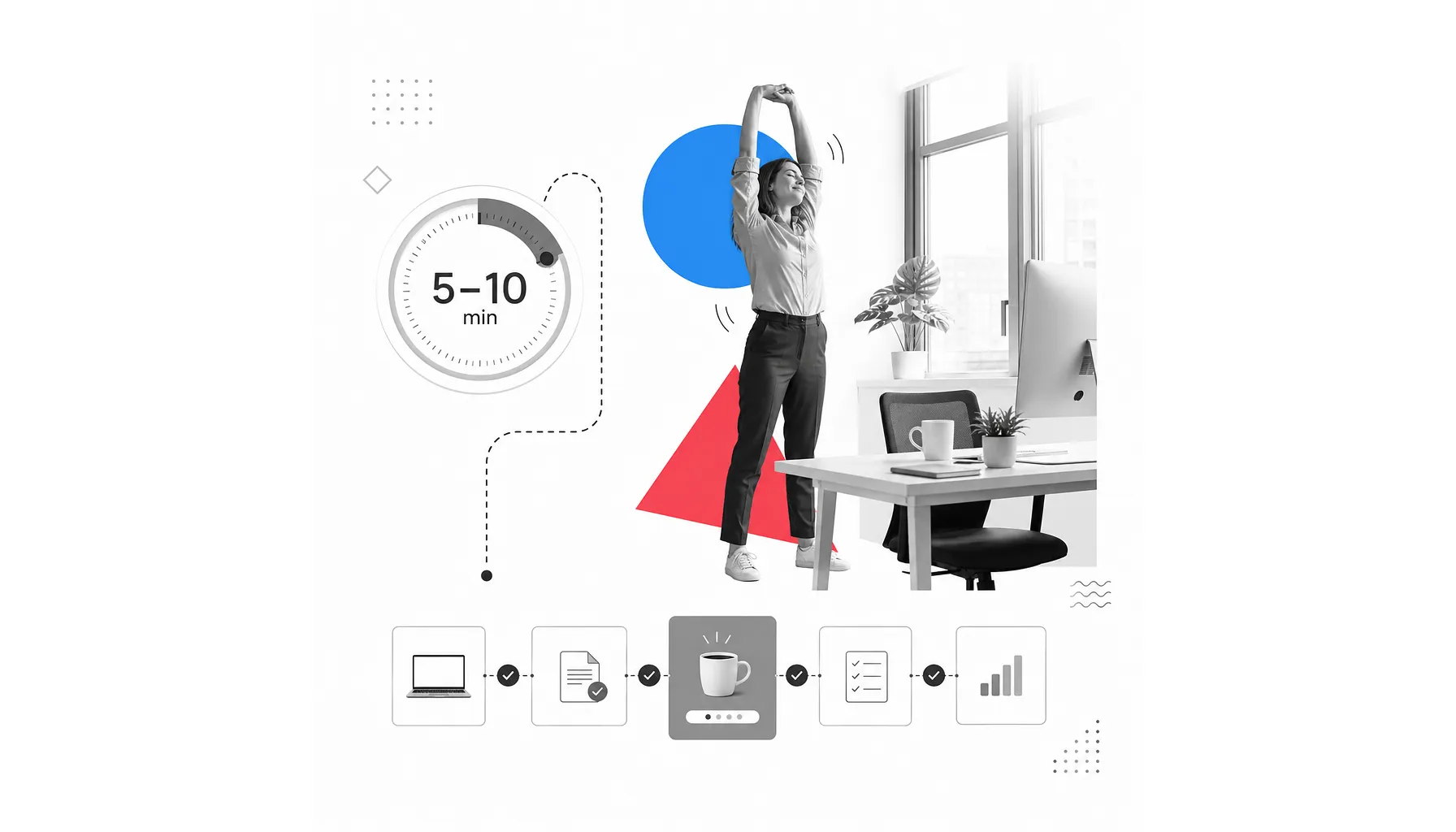 Short regular break timer supporting sustained work focus