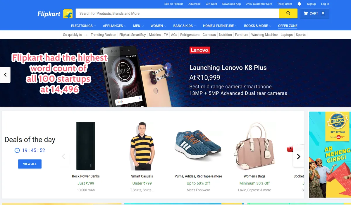best home page - flipkart word count