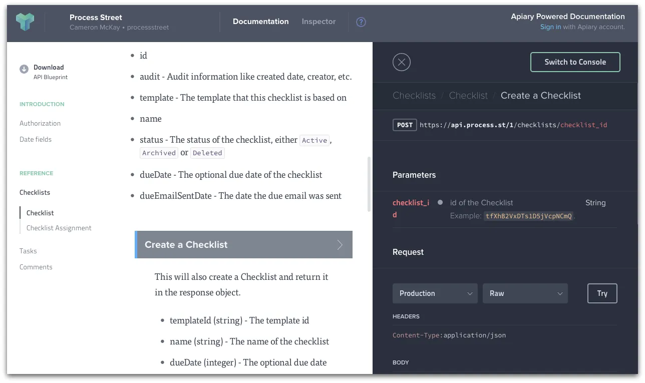 apiary software documentation