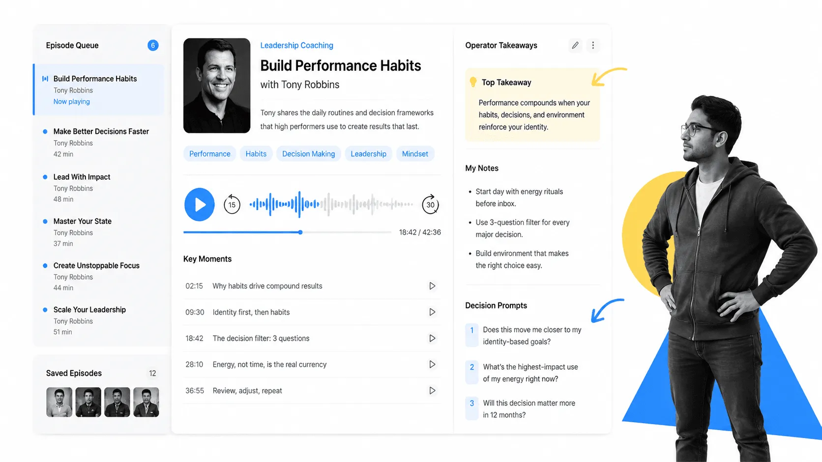 Tony Robbins Podcast podcast recommendation interface