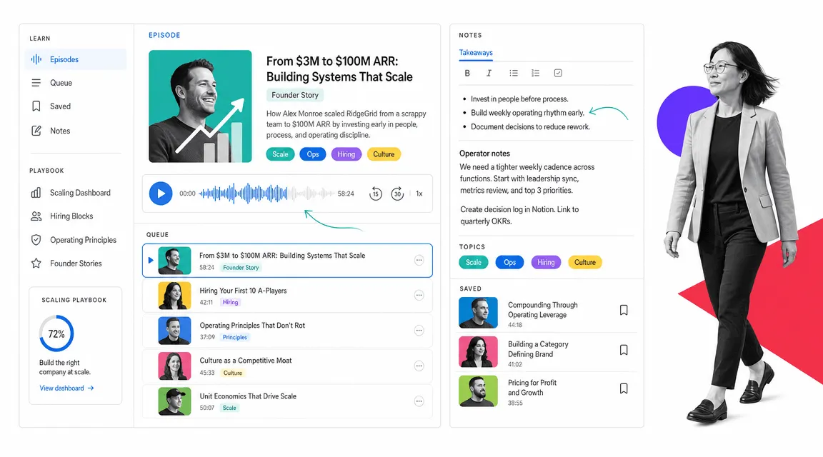 Masters of Scale podcast recommendation interface