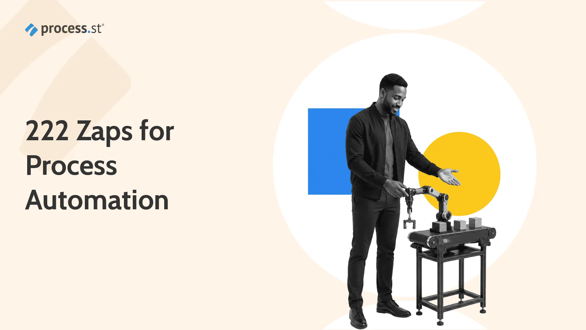 Operations manager presenting a robotic conveyor module for process automation examples