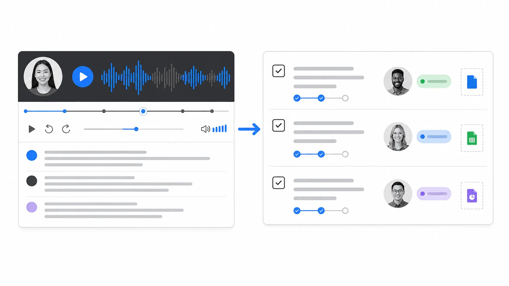 Async video collaboration surface with action item handoff