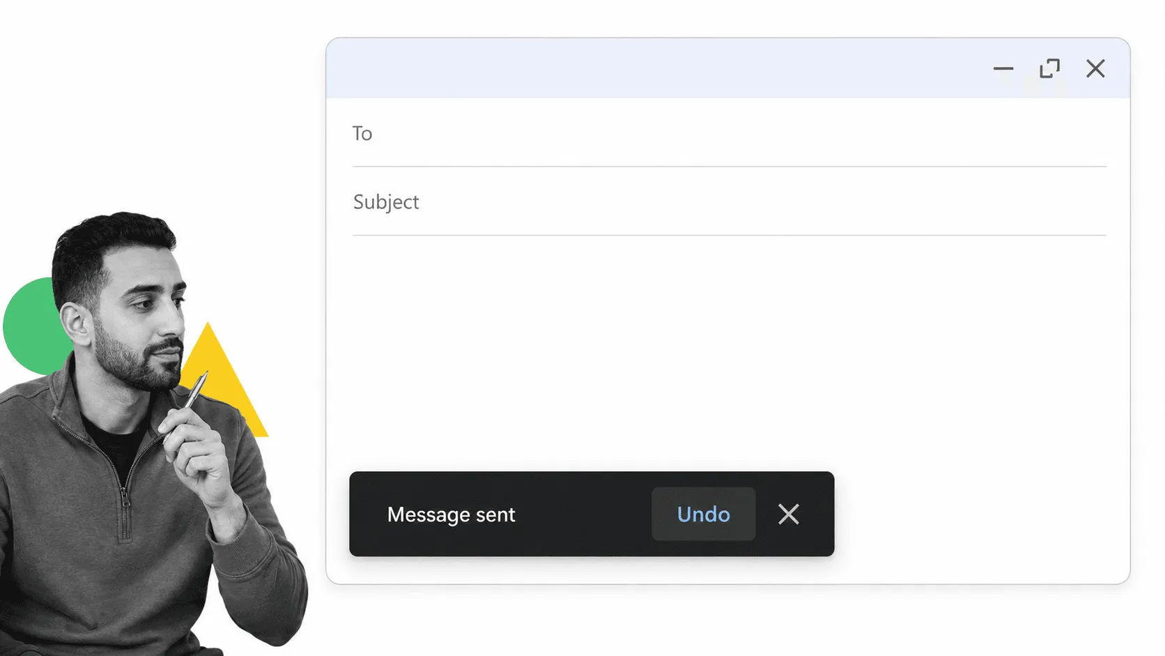 Gmail tip 6 inline visual showing a focused email productivity surface with a black and white operator.