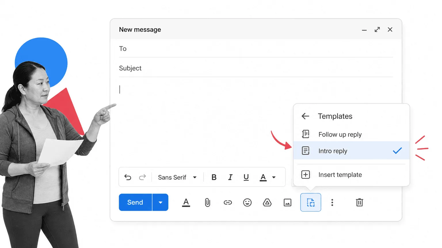 Gmail tip 12 inline visual showing a focused email productivity surface with a black and white operator.
