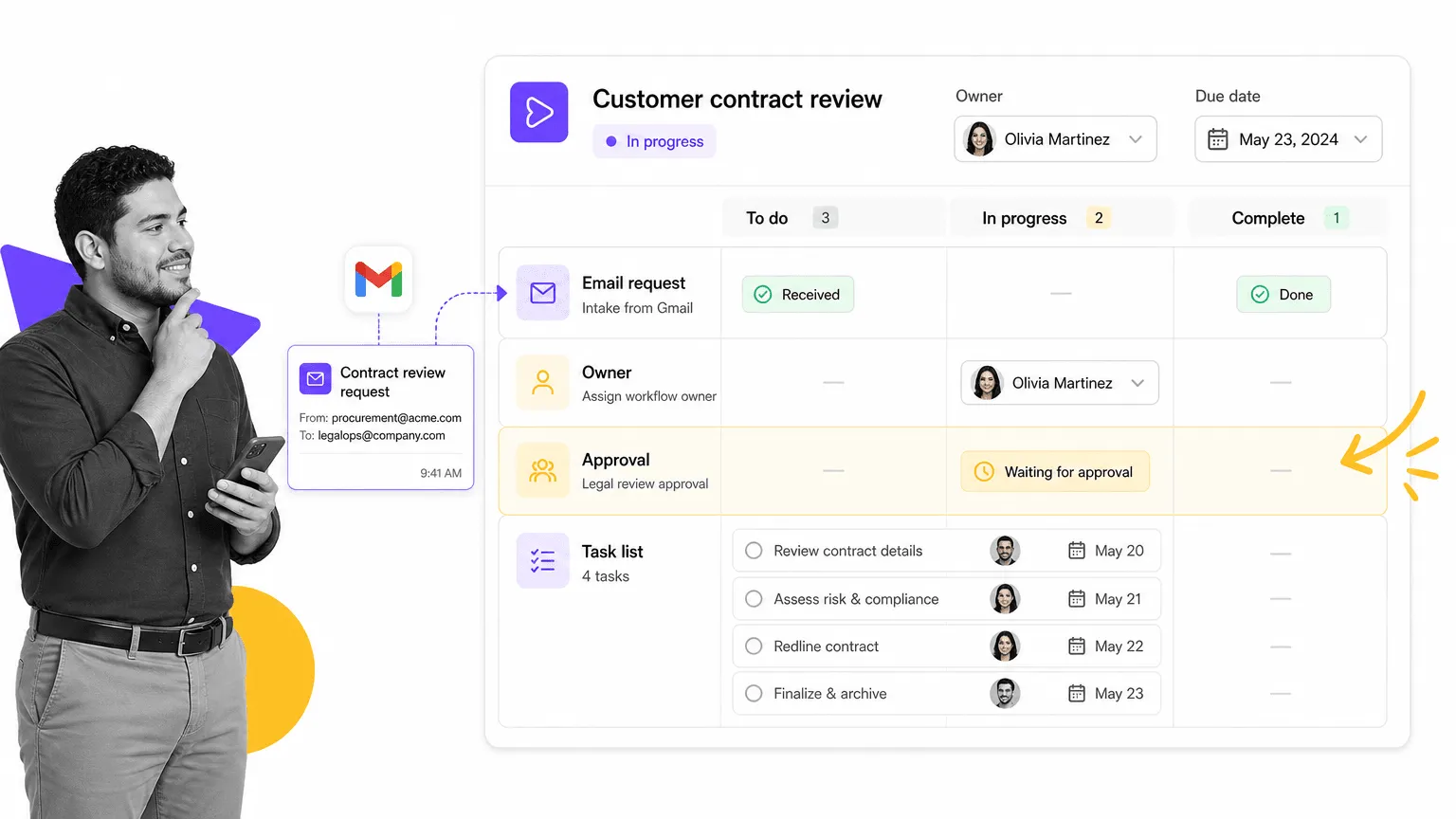 Gmail tip 19 inline visual showing a focused email productivity surface with a black and white operator.