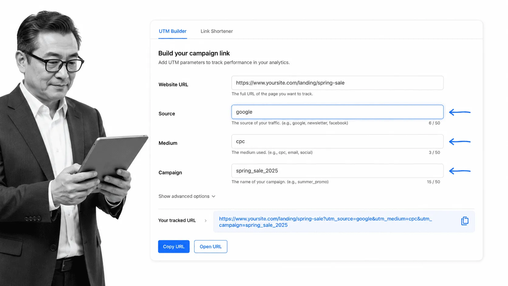 UTM.io browser workflow for digital marketers