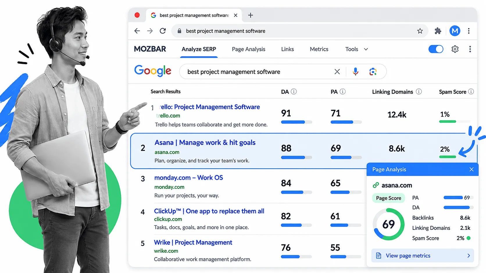 MozBar browser workflow for digital marketers