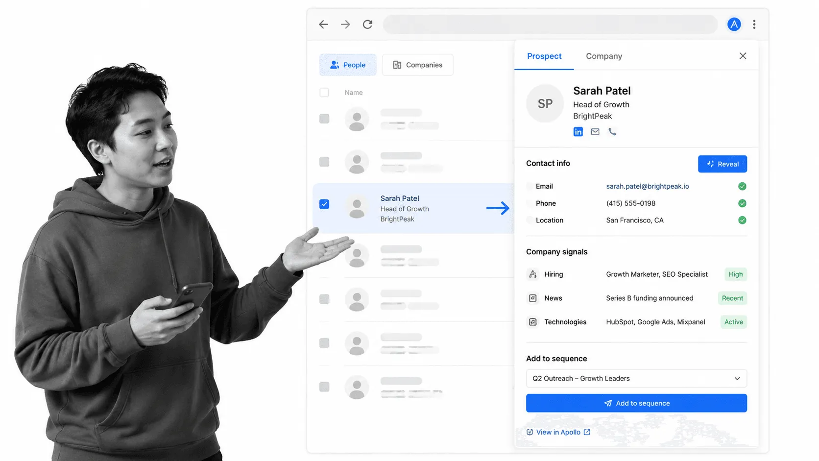 Apollo Chrome Extension browser workflow for digital marketers