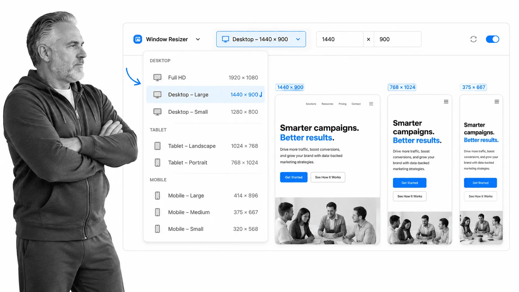 Window Resizer browser workflow for digital marketers