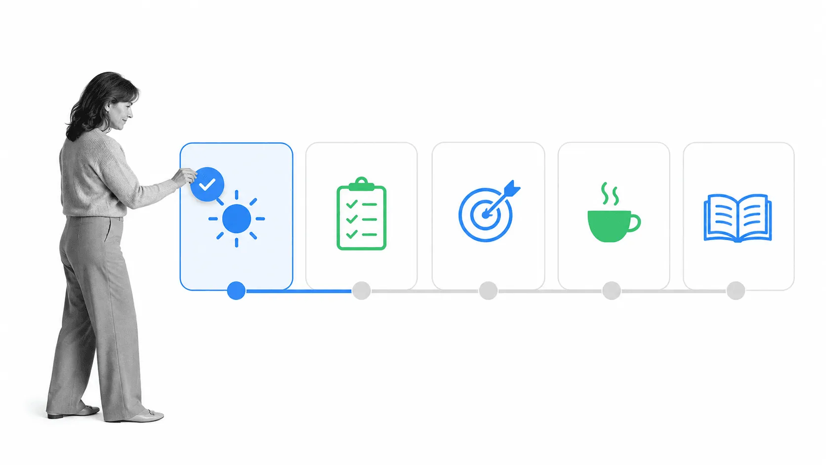 A focused professional arranging a repeatable daily routine