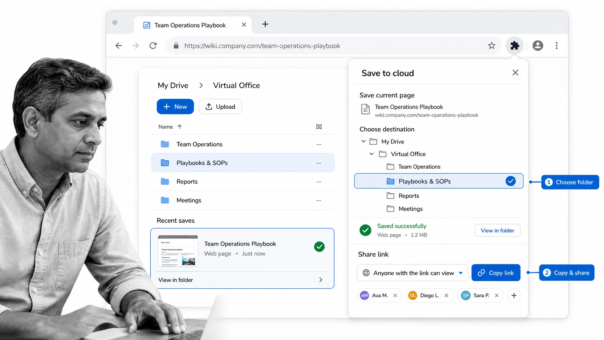 Browser extension tools for virtual office work