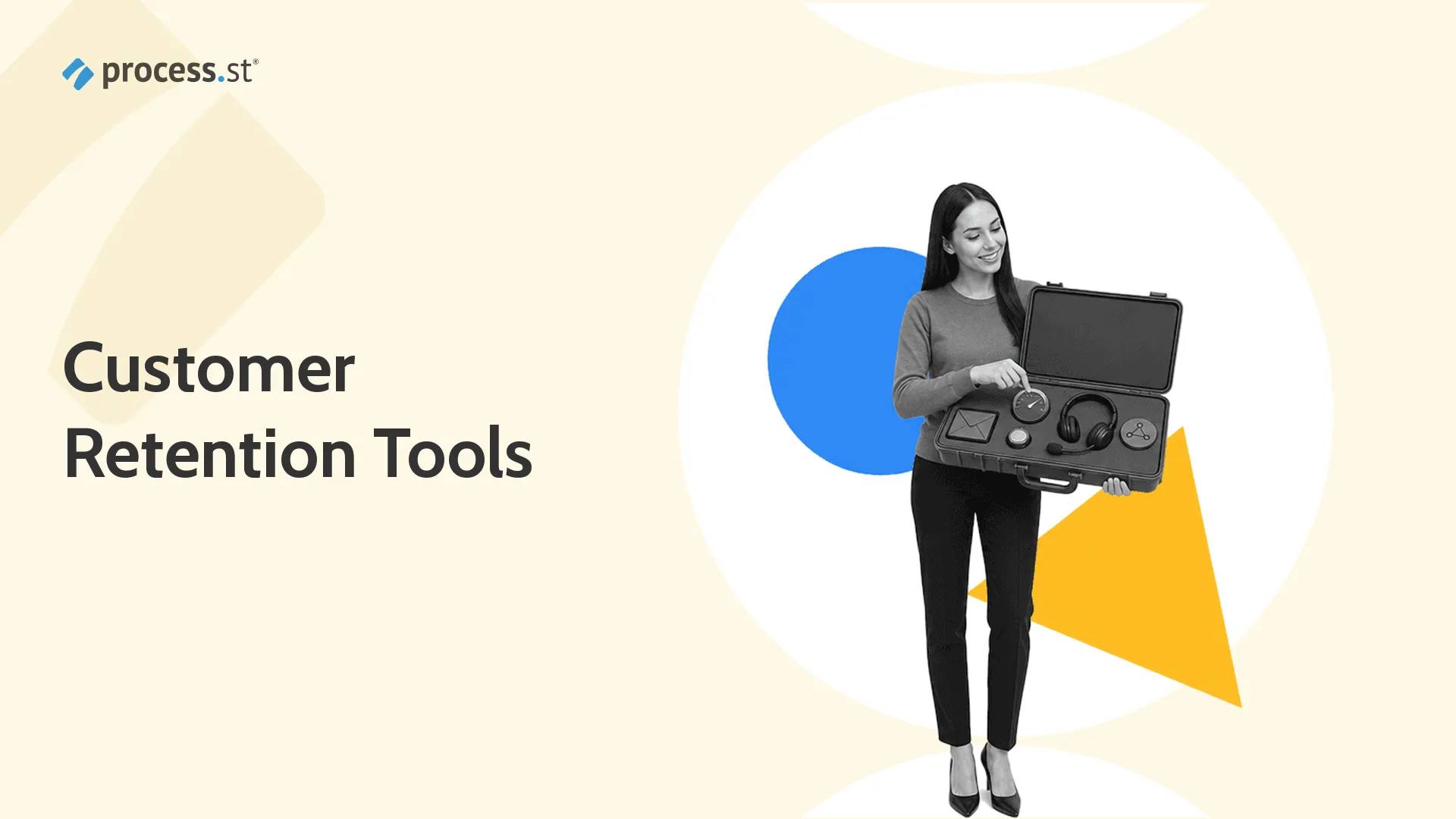 Customer success manager holding a customer retention toolkit for SaaS retention planning