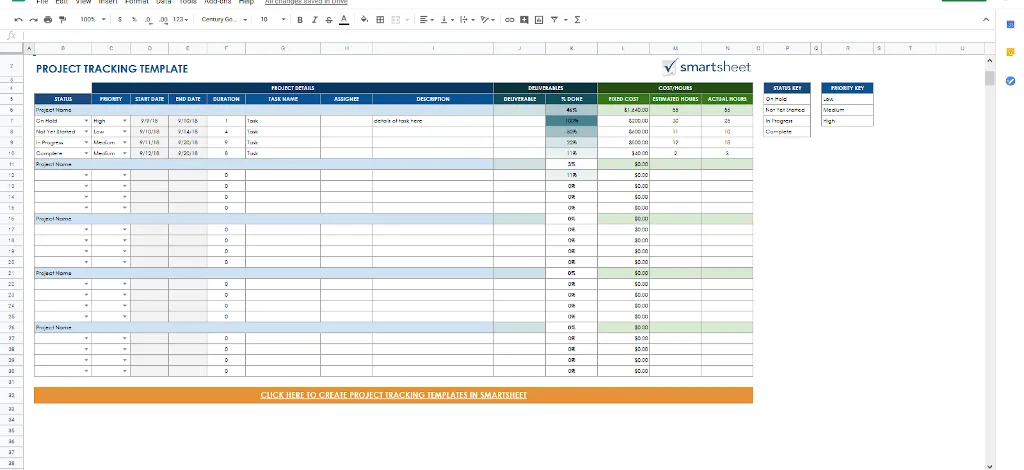 Google Docs Templates - Project Tracking