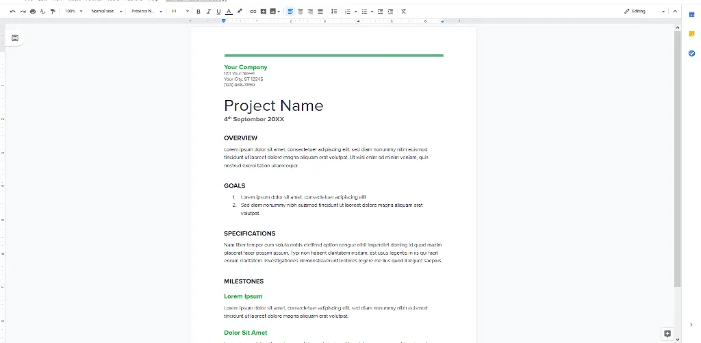 Google Docs Templates - project proposal