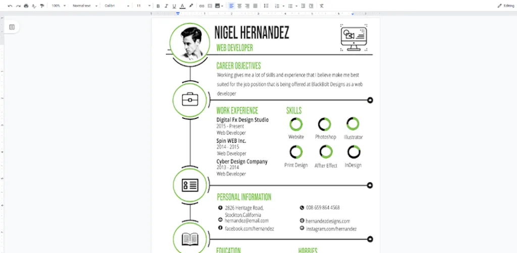 Google Docs Templates - Minimalist Infographic Resume