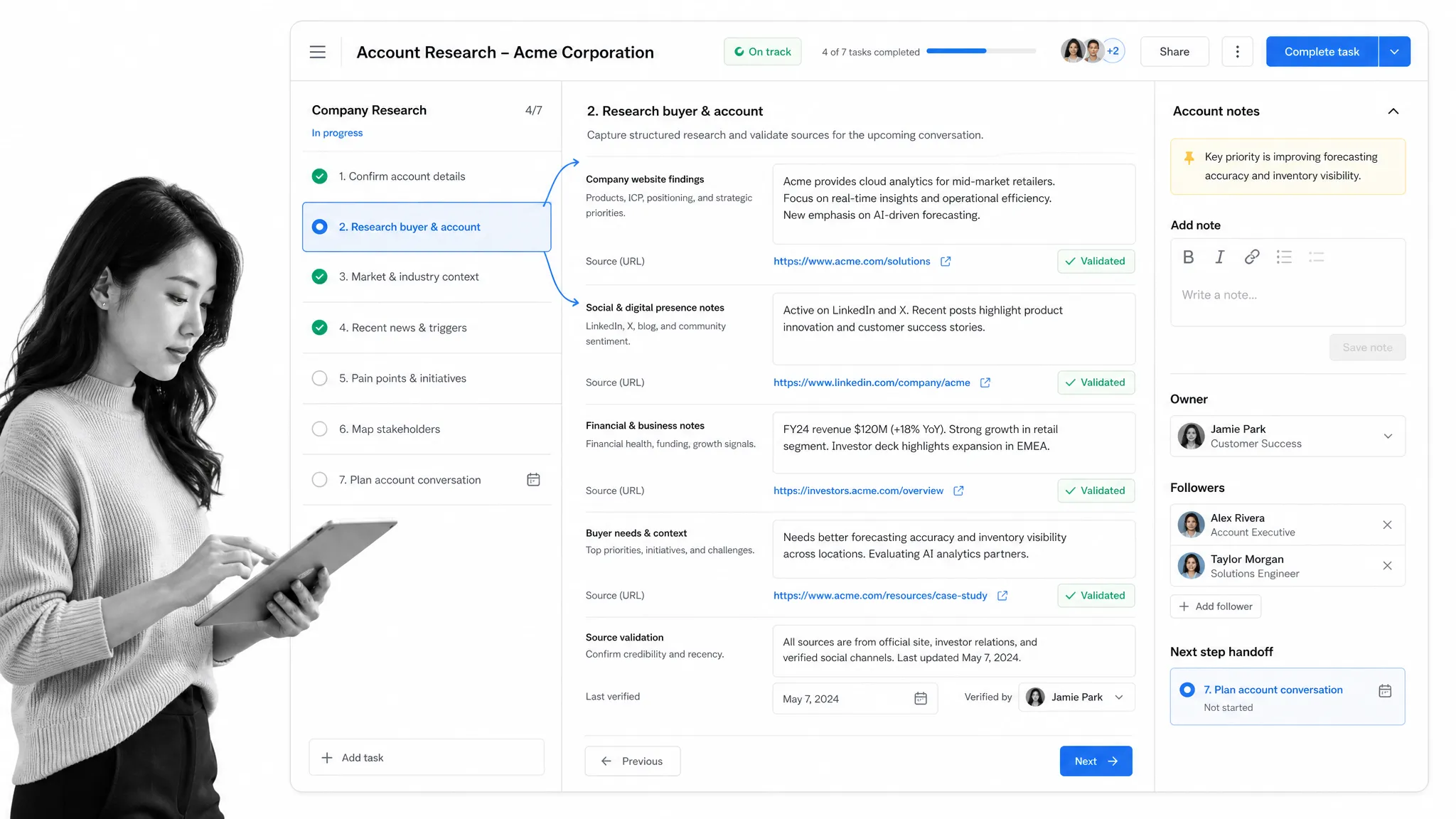 Process Street workflow for company research before account planning