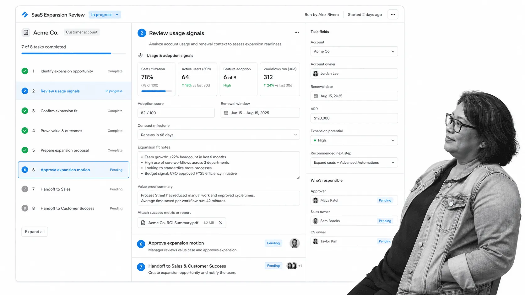 Process Street workflow for SaaS upselling and account expansion