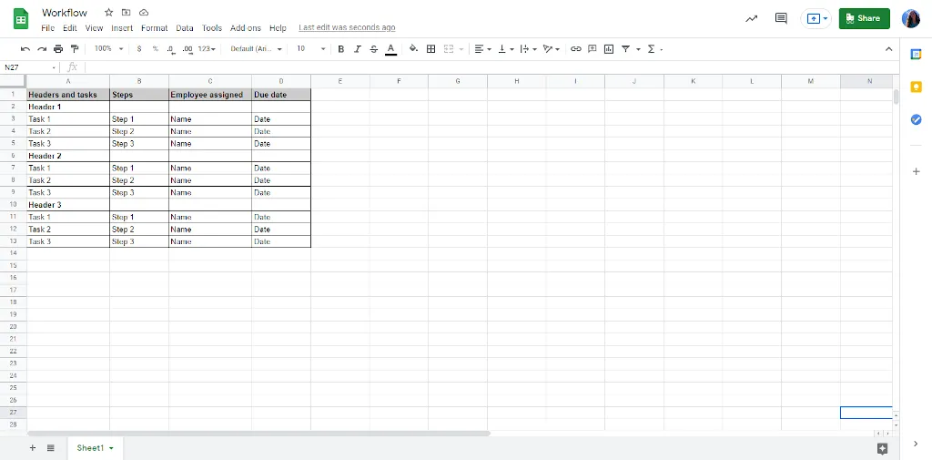 Workflow in Excel