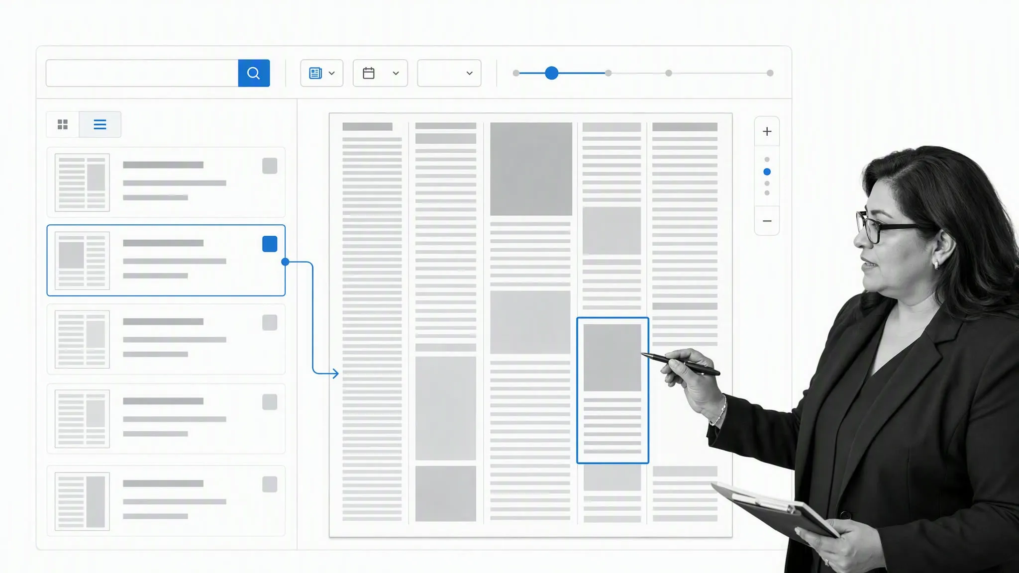 Digitized newspaper archive with a historical advertisement selected