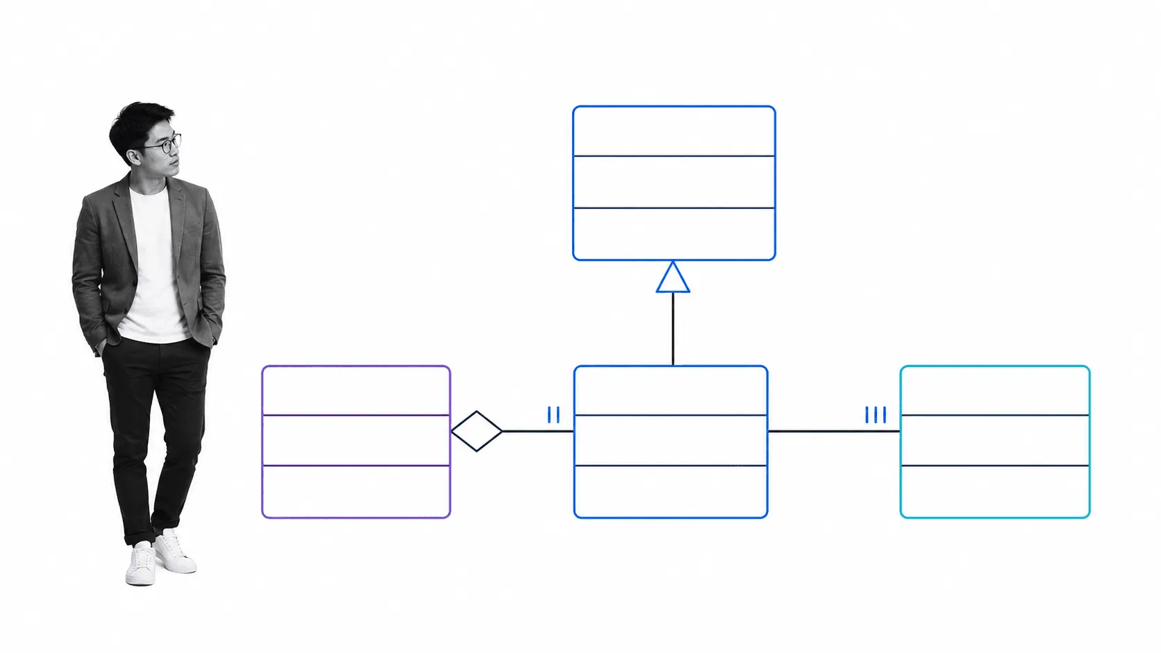 UML class diagram with inheritance and aggregation relationships