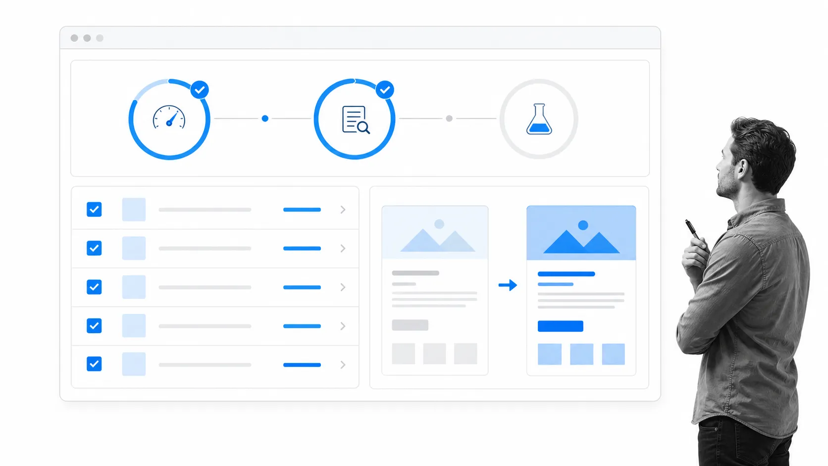 On-page optimization controls with a page editor