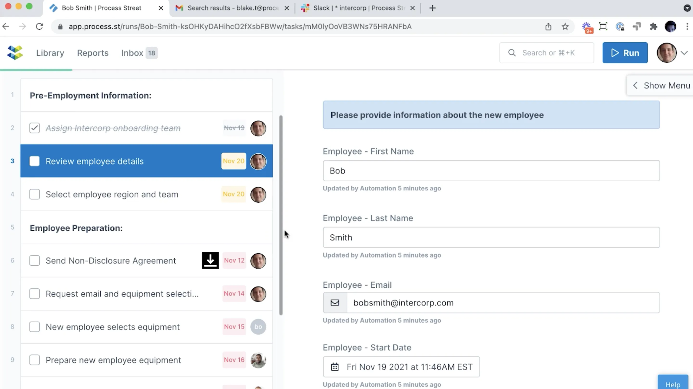 process street autofill automation example