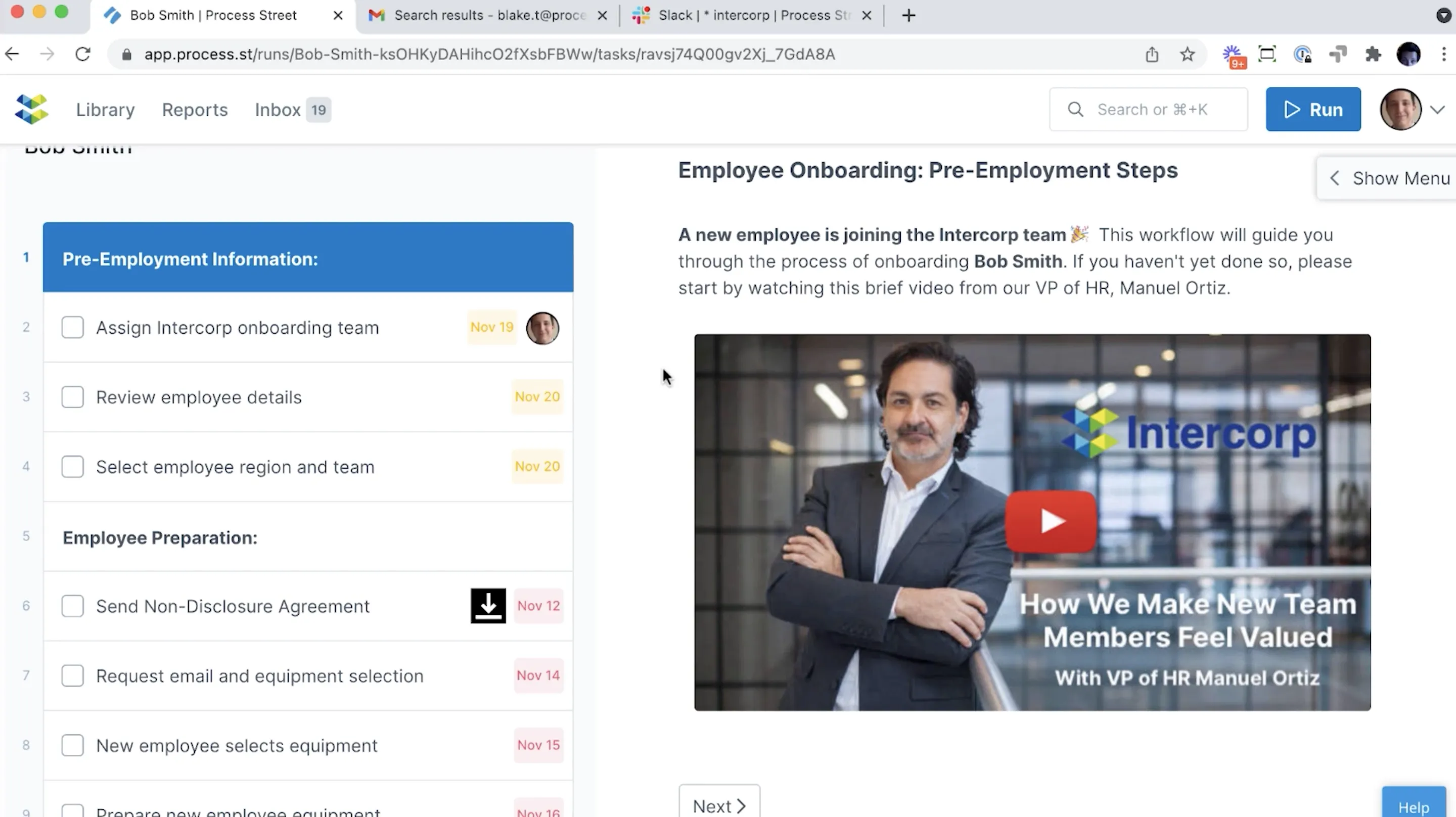 process street employee onboarding screenshot