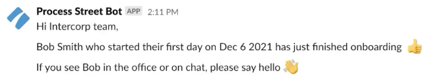 process street slack integration example