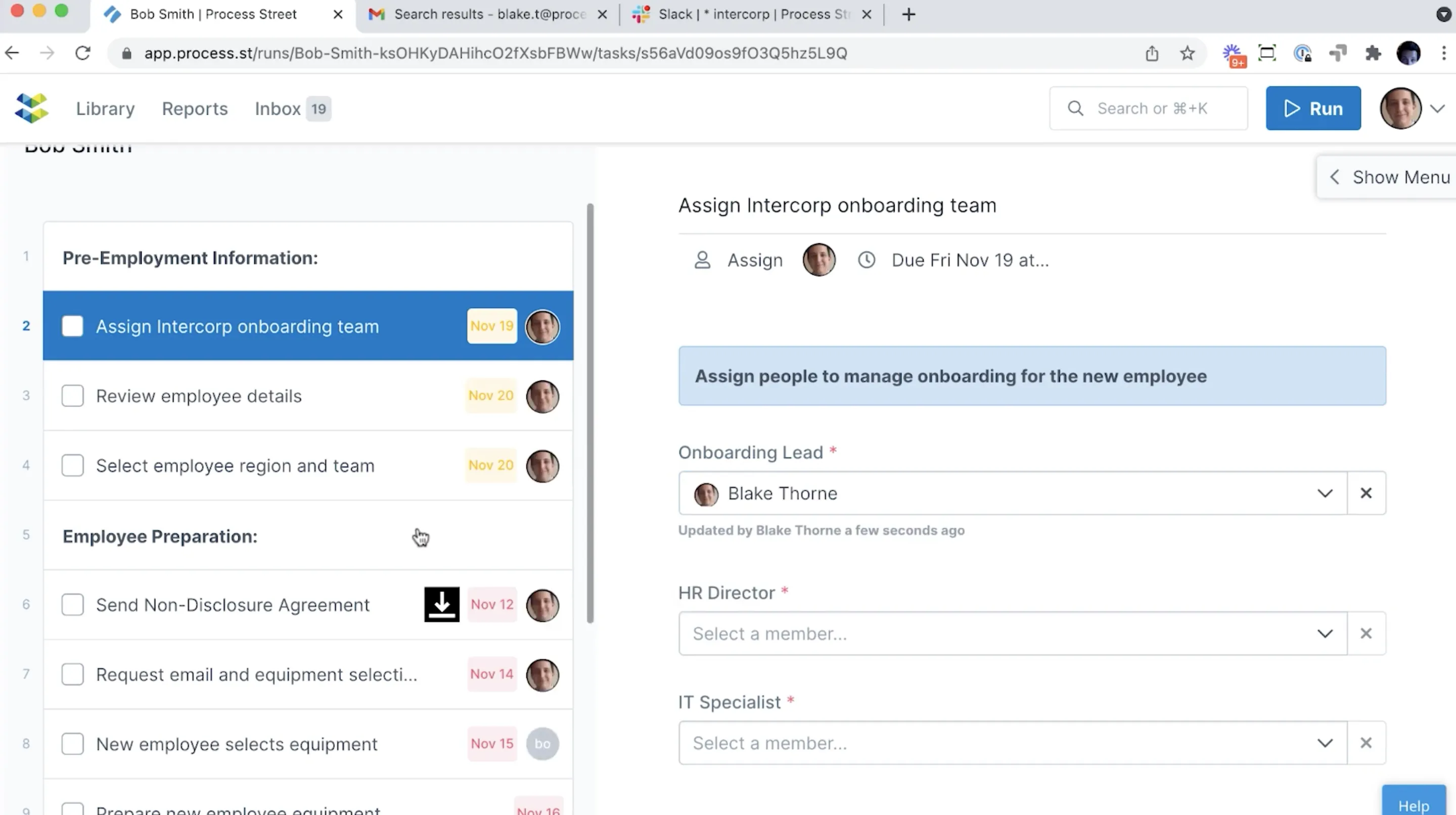 process street task assignments example