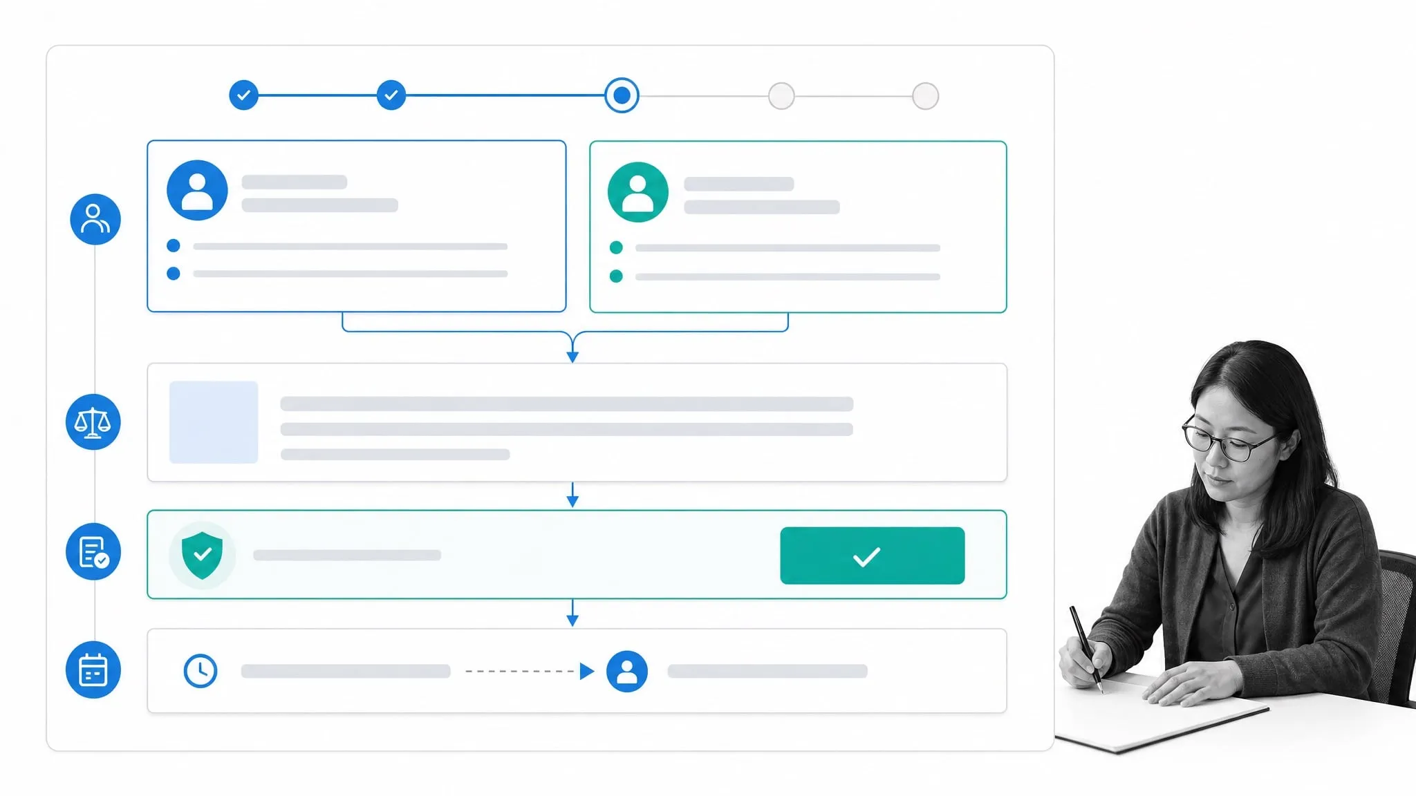 Office conflict resolution workflow with two perspectives and an agreement