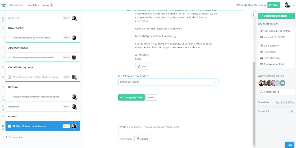 DACI Group Decision-Making Framework: Email Form