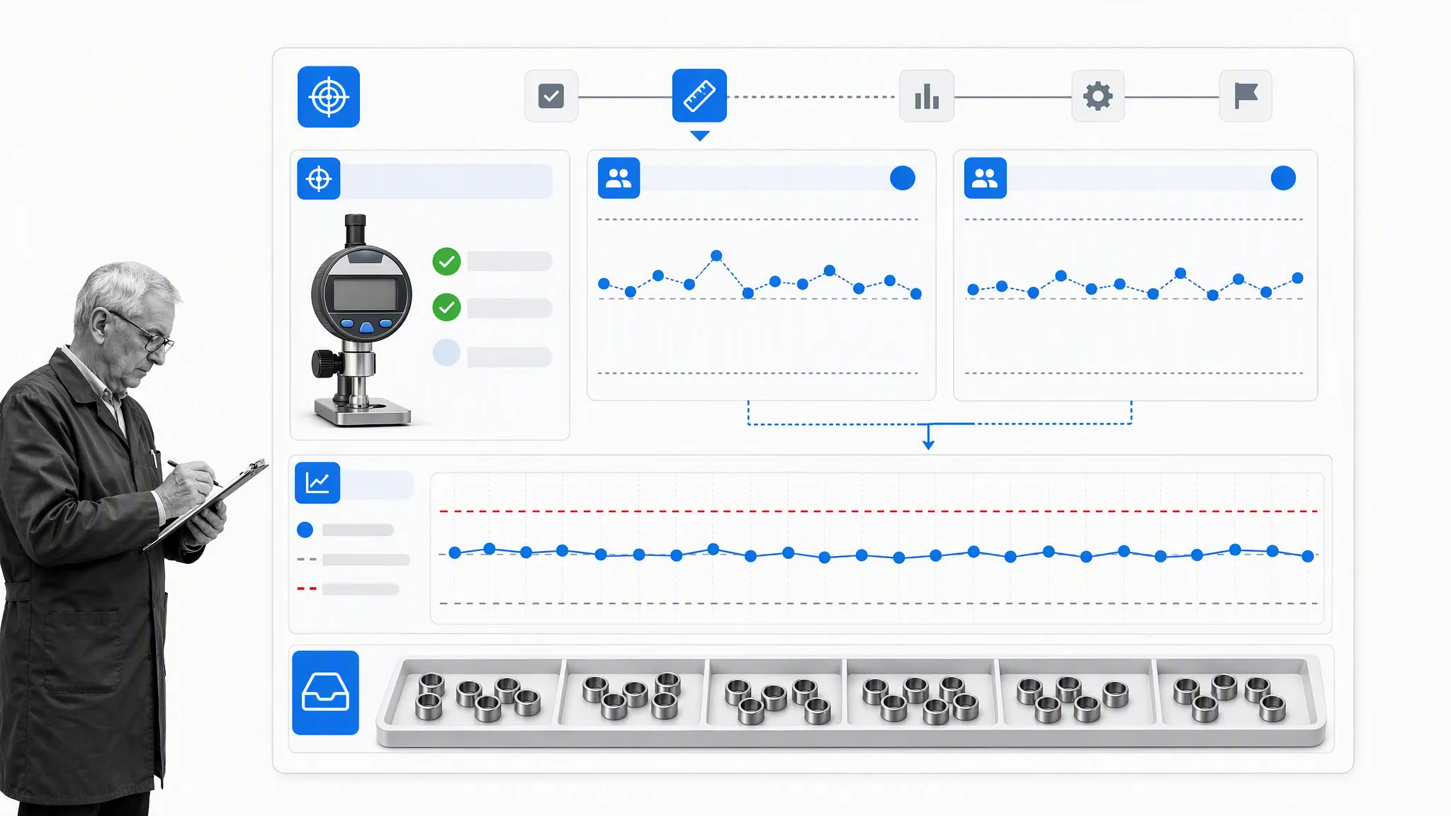 DMAIC Measure calibration, repeatability, sampling, and defect baseline